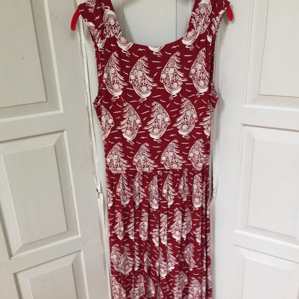 Lands' End Red & White Sailboat Print Dress - Picture 14 of 16